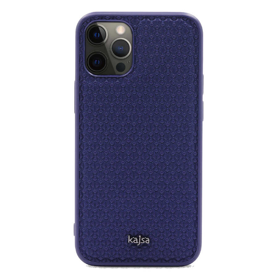 Apple iPhone 12 Pro Max Kılıf Kajsa Splendid Serisi 3D Leaf Kapak Mavi