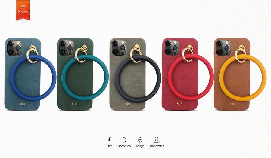 Apple iPhone 12 Pro Max Kılıf Kajsa Splendid Serisi Morandi Ring Kapak Kahverengi