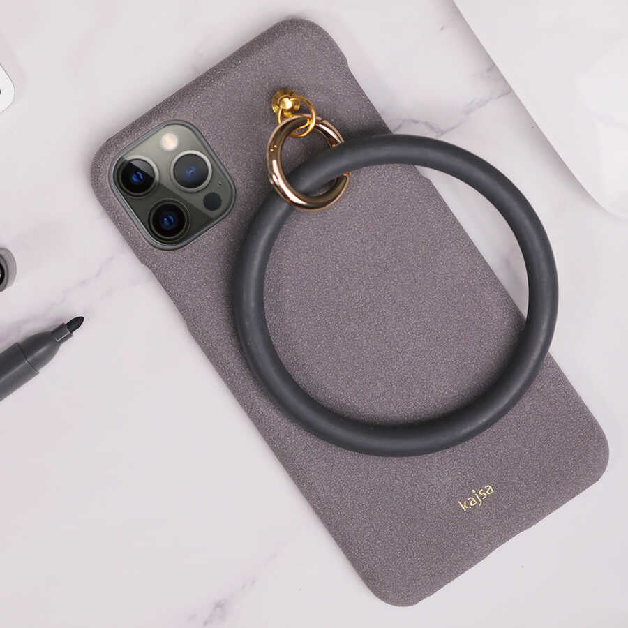Apple iPhone 12 Pro Max Kılıf Kajsa Splendid Serisi Morandi Ring Kapak Kahverengi