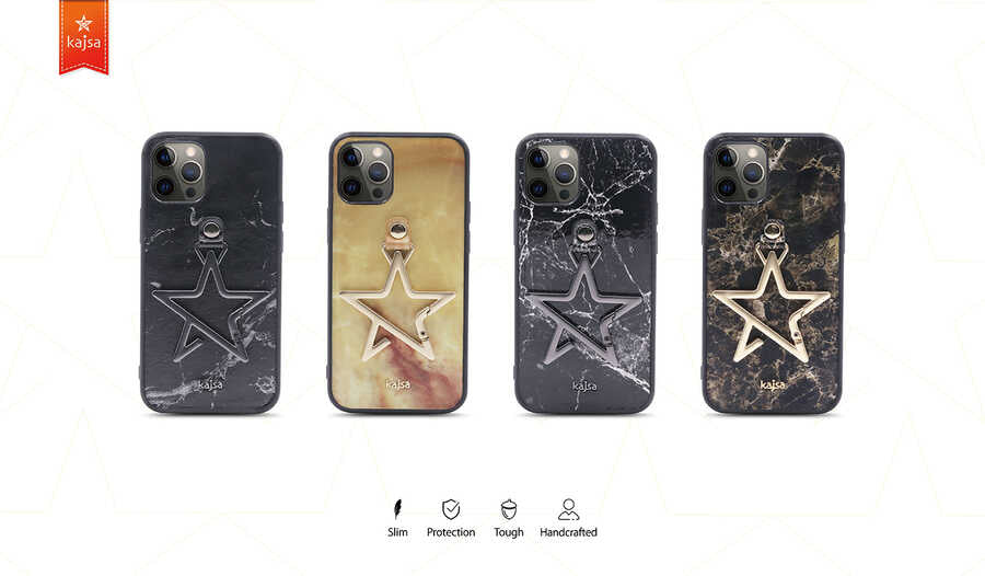 Apple iPhone 12 Pro Max Kılıf Kajsa Starry Serisi Marble Kapak NO1