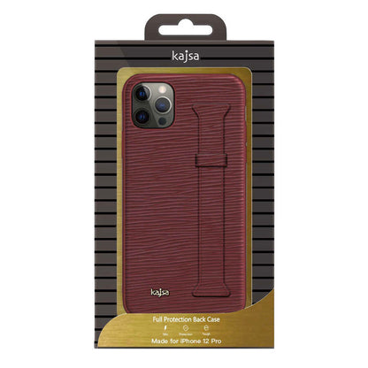 Apple iPhone 12 Pro Max Kılıf Kajsa Wave Pattern Handstrap Kapak Kahverengi