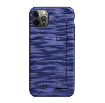 Apple iPhone 12 Pro Max Kılıf Kajsa Wave Pattern Handstrap Kapak Mavi