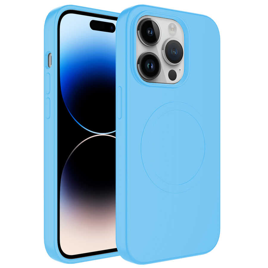 Apple iPhone 12 Pro Max Kılıf M-safe Wireless Şarj Özellikli Pastel Renk Silikon Zore Plas Kapak