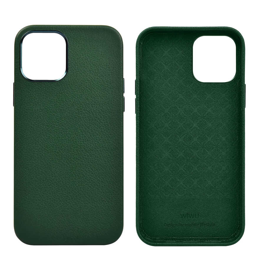 Apple iPhone 12 Pro Max Case Wiwu Calfskin Cover Navy Blue 