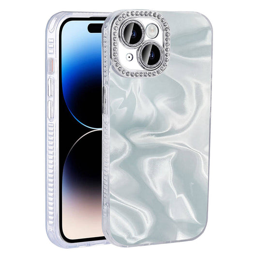 Apple iPhone 13 Airbag Case with Shiny Stone Detail Design Zore Esila Cover White