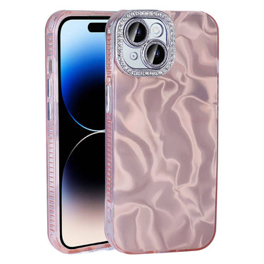 Apple iPhone 13 Airbag Case with Shiny Stone Detail Design Zore Esila Cover Pink