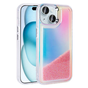 Apple iPhone 13 Airbag Case Colorful Back Surface Bead Design Zore Sand Cover Purple 