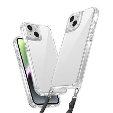 Apple iPhone 13 Case Airbag Attachable Strap Zore Snap Silicone Cover Transparent 