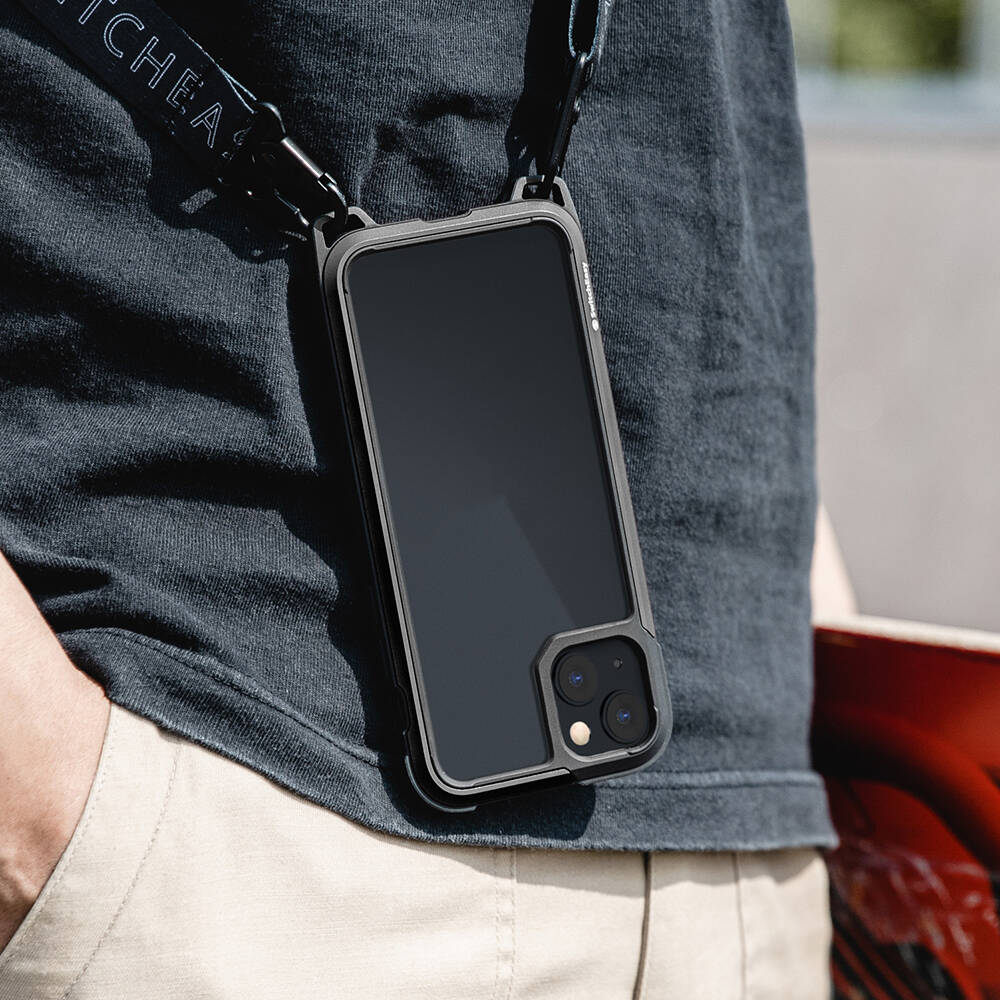 Apple iPhone 13 Kılıf Boyun Askılı Kompozit Tasarımlı Şok Önleyicili Lisanslı Switcheasy Odyssey Kapak Siyah