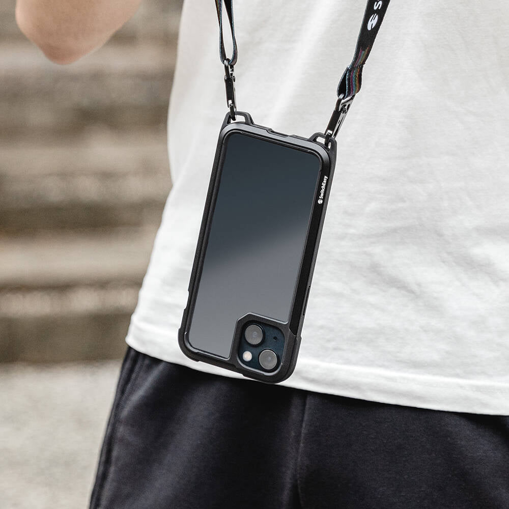 Apple iPhone 13 Kılıf Boyun Askılı Kompozit Tasarımlı Şok Önleyicili Lisanslı Switcheasy Odyssey Kapak Rainbow