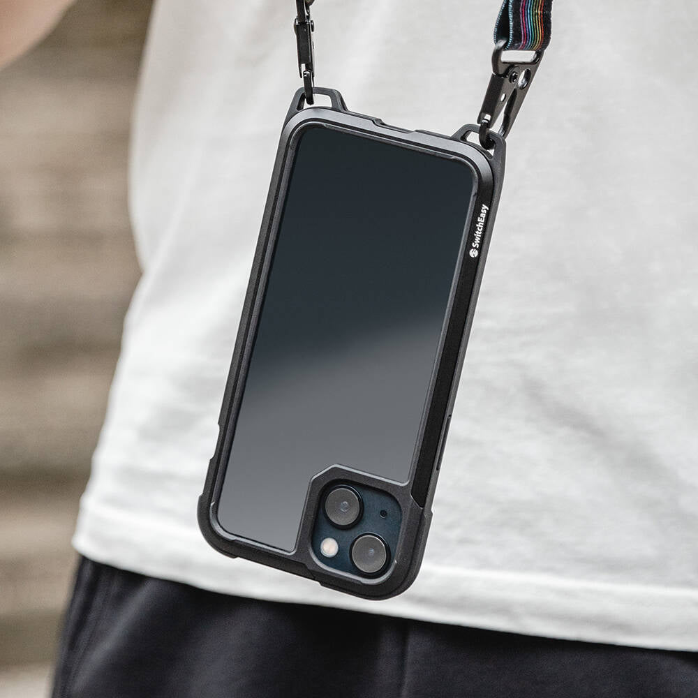 Apple iPhone 13 Kılıf Boyun Askılı Kompozit Tasarımlı Şok Önleyicili Lisanslı Switcheasy Odyssey Kapak Siyah
