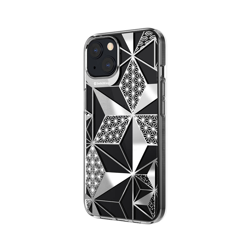 Apple iPhone 13 Kılıf Çift IMD Baskılı Lisanslı Switcheasy Artist Asanoha Kapak Renksiz