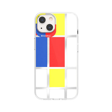 Apple iPhone 13 Kılıf Çift IMD Baskılı Lisanslı Switcheasy Artist Mondrian Kapak Sarı
