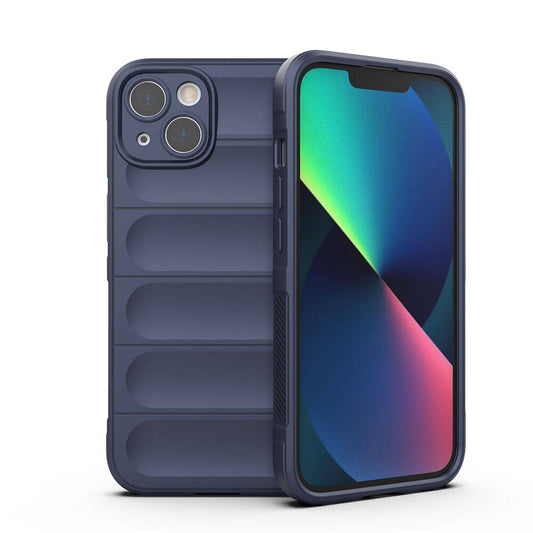 Apple iPhone 13 Case Flexible TPU Hollow Back Surface Design Zore Ethnic Silicone Cover Navy Blue