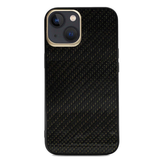 Apple iPhone 13 Kılıf Kajsa Carbon Fiber Collection Arka Kapak Gold