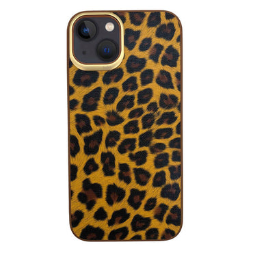 Apple iPhone 13 Kılıf Kajsa Glamorous Serisi Leopard Combo Kapak Sarı