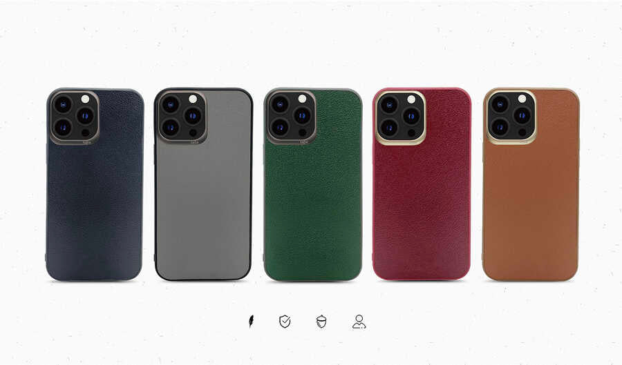 Apple iPhone 13 Case Kajsa Luxe Collection Genuine Leather Cover Red