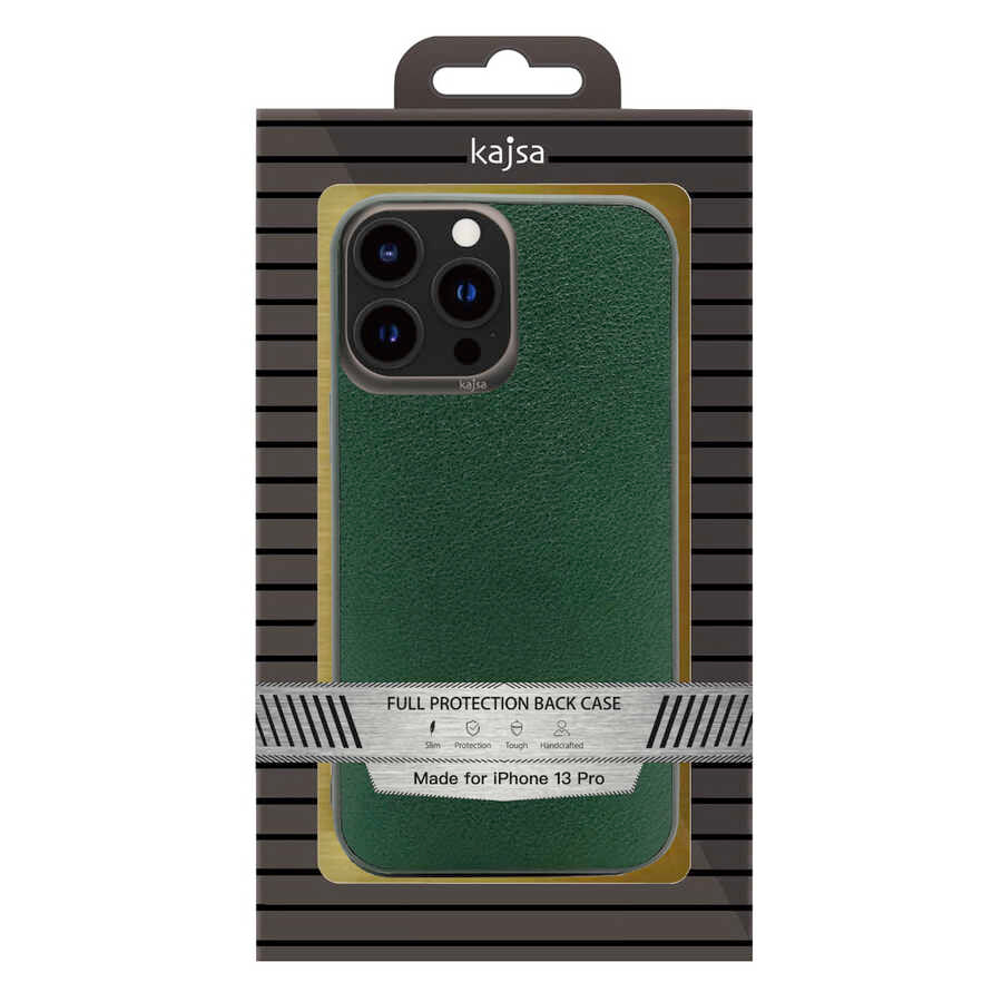 Apple iPhone 13 Case Kajsa Luxe Collection Genuine Leather Cover Brown