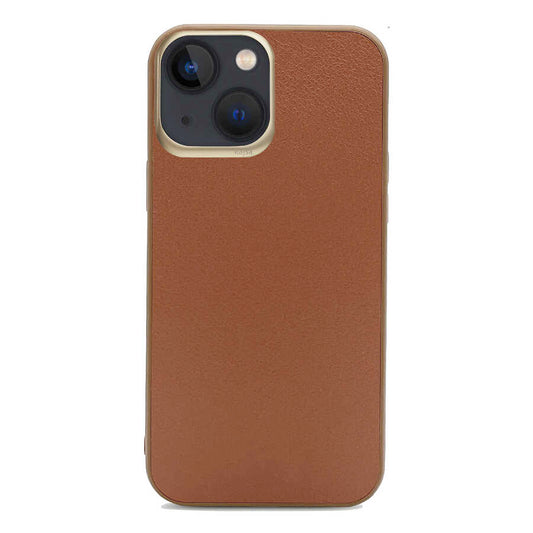 Apple iPhone 13 Case Kajsa Luxe Collection Genuine Leather Cover Brown