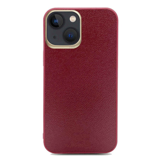 Apple iPhone 13 Case Kajsa Luxe Collection Genuine Leather Cover Red