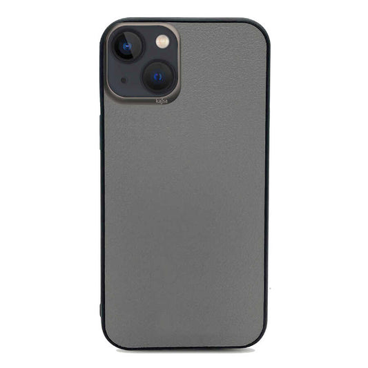 Apple iPhone 13 Case Kajsa Luxe Collection Genuine Leather Cover Gray
