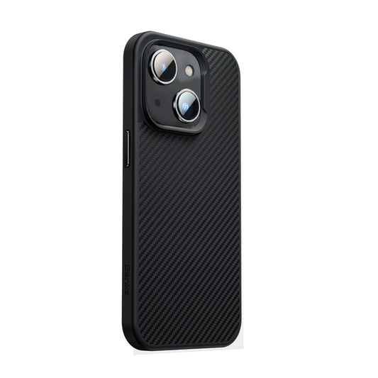 Apple iPhone 13 Case Carbon Fiber M-Safe Charging Feature Benks 600D Hybrid Kevlar Cover Black 