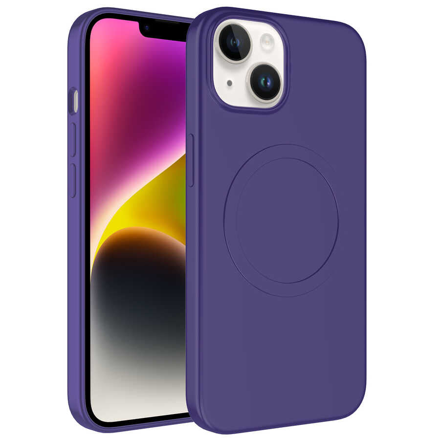 Apple iPhone 13 Kılıf M-safe Wireless Şarj Özellikli Pastel Renk Silikon Zore Plas Kapak