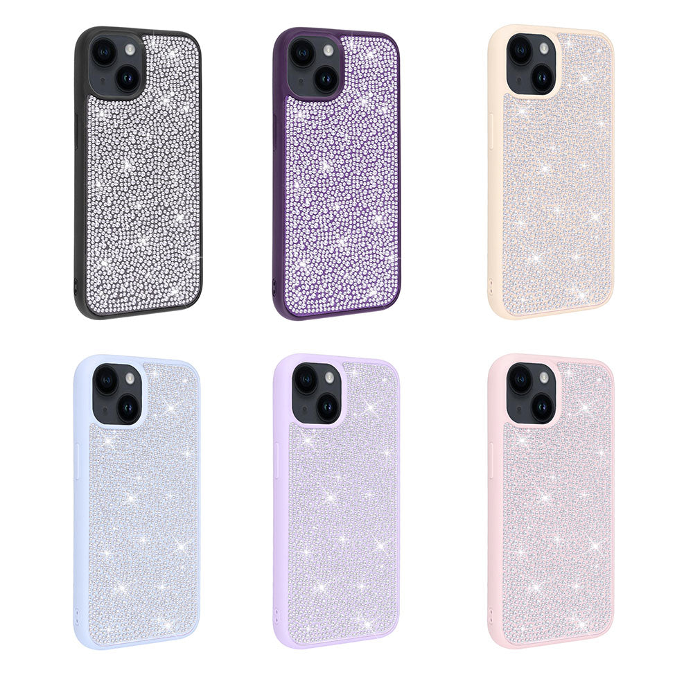 Apple iPhone 13 Case Shiny Stone Design Zore Stone Cover Pink