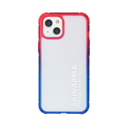 Apple iPhone 13 Kılıf Şeffaf Airbag Tasarımlı Skinarma Hade Kapak Mavi-Pembe