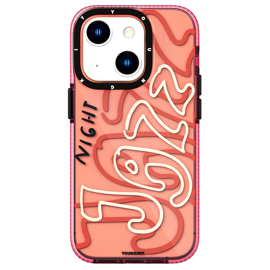 Apple iPhone 13 Case Transparent Colorful Text Themed Design YoungKit Jazz Series Cover Pink 