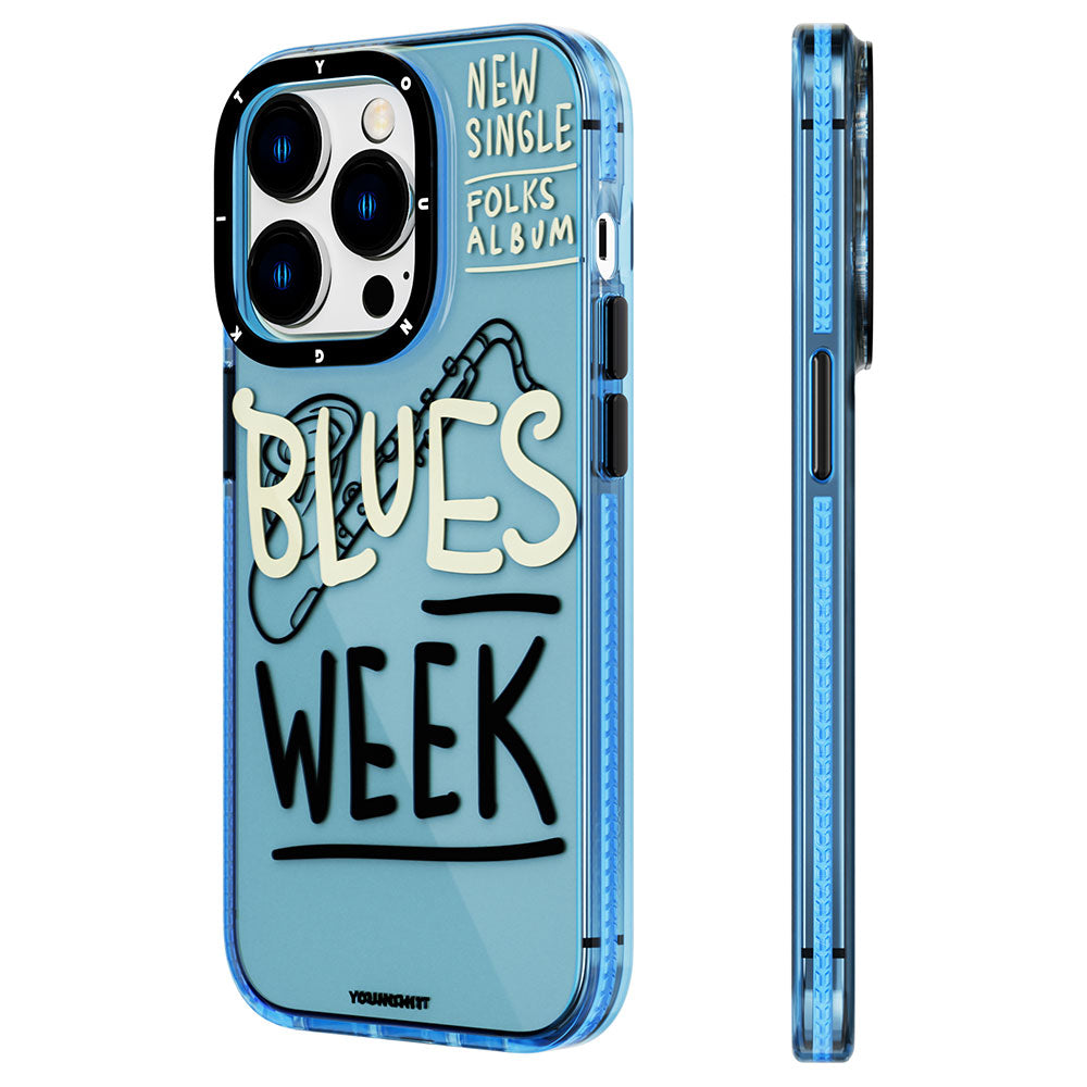 Apple iPhone 13 Case Transparent Colorful Text Themed Design YoungKit Jazz Series Cover Blue 