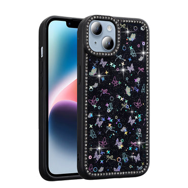 Apple iPhone 13 Case Stone and Glitter Design Zore Azra Cover Pink 