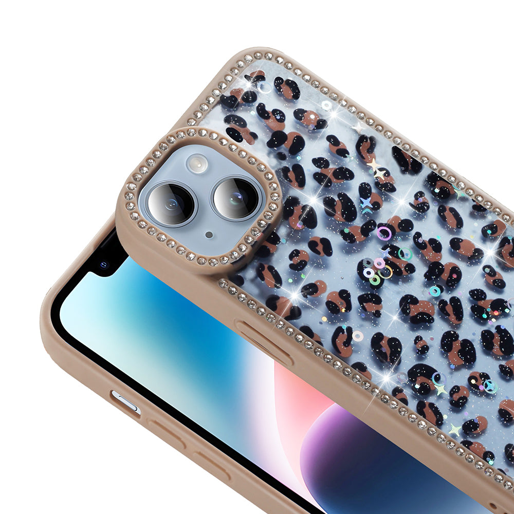 Apple iPhone 13 Case Stone and Glitter Design Zore Azra Cover Pink 
