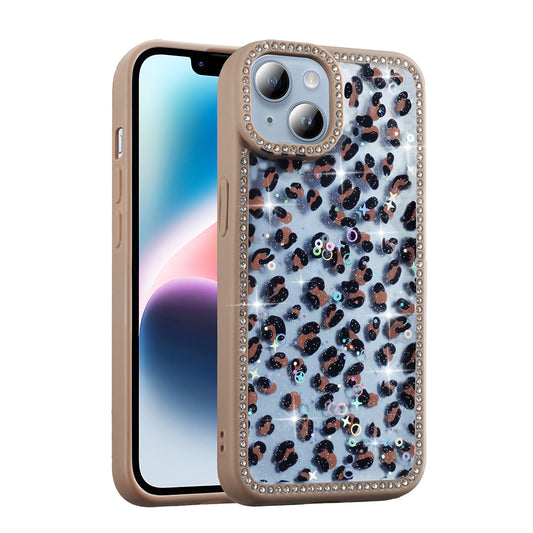 Apple iPhone 13 Case Stone and Glitter Design Zore Azra Cover Gold 