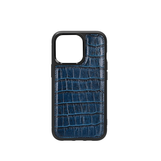 Apple iPhone 13 Case Wiwu Croco Pattern Calfskin Original Leather Cover Blue 