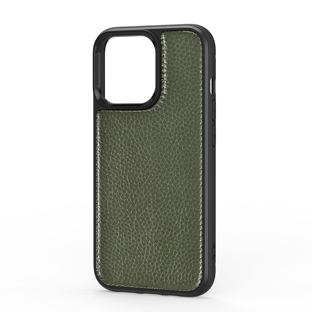Apple iPhone 13 Case Wiwu Genuine Leather Plastic Calfskin Original Leather Cover Green 