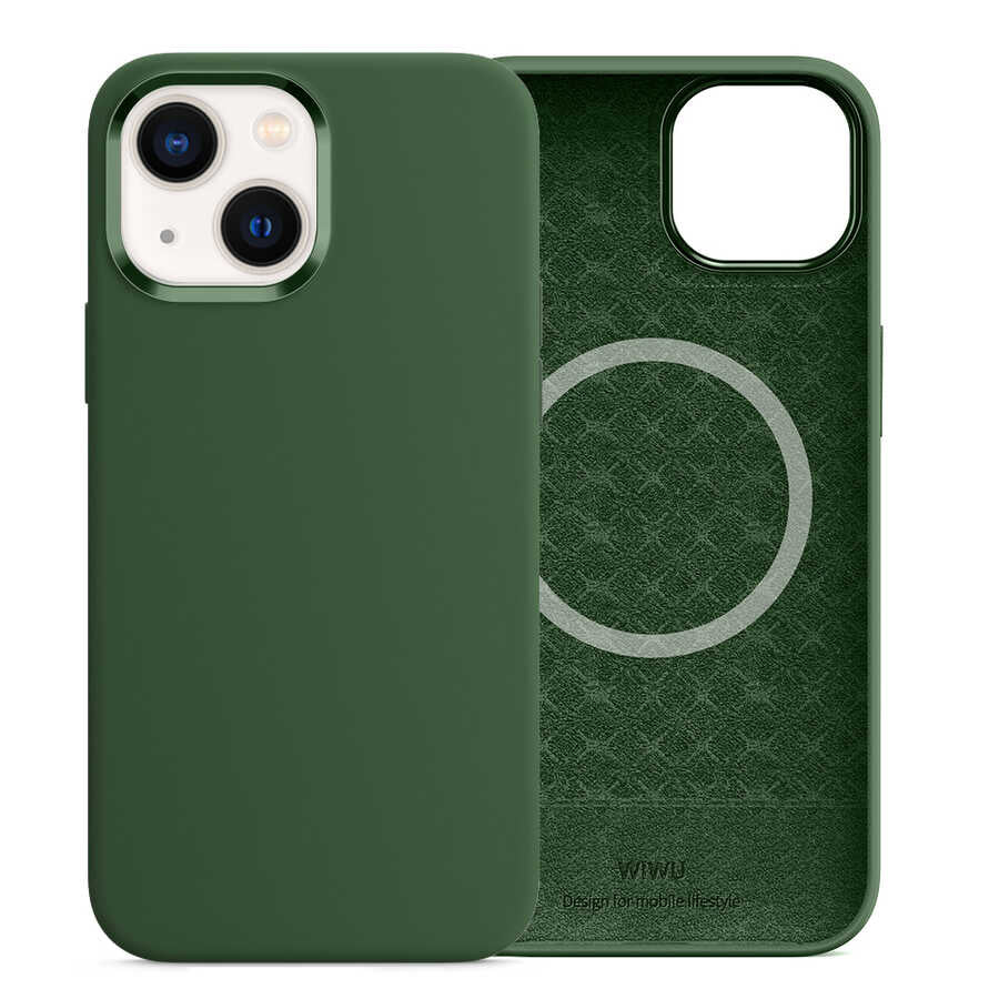 Apple iPhone 13 Case Wiwu M-safe Magnetic Silicone Cover Green 