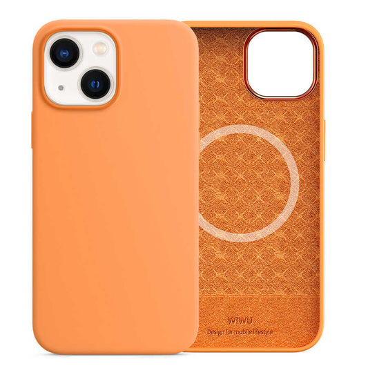 Apple iPhone 13 Case Wiwu M-safe Magnetic Silicone Cover Orange 