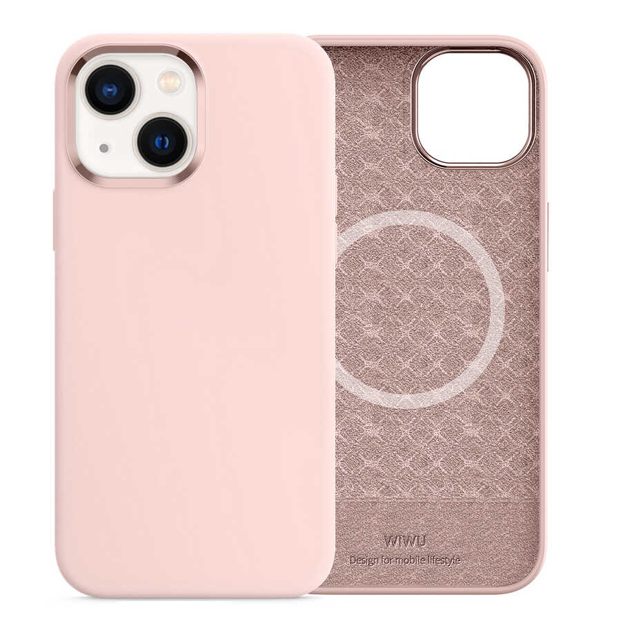 Apple iPhone 13 Case Wiwu M-safe Magnetic Silicone Cover Pink Clear 