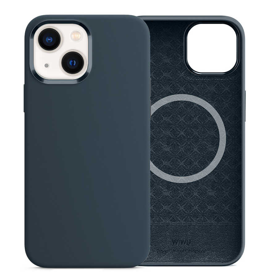 Apple iPhone 13 Case Wiwu M-safe Magnetic Silicone Cover Navy Blue 