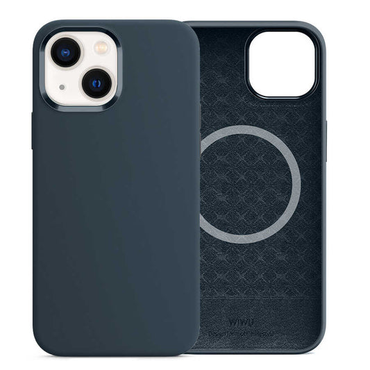 Apple iPhone 13 Case Wiwu M-safe Magnetic Silicone Cover Navy Blue 