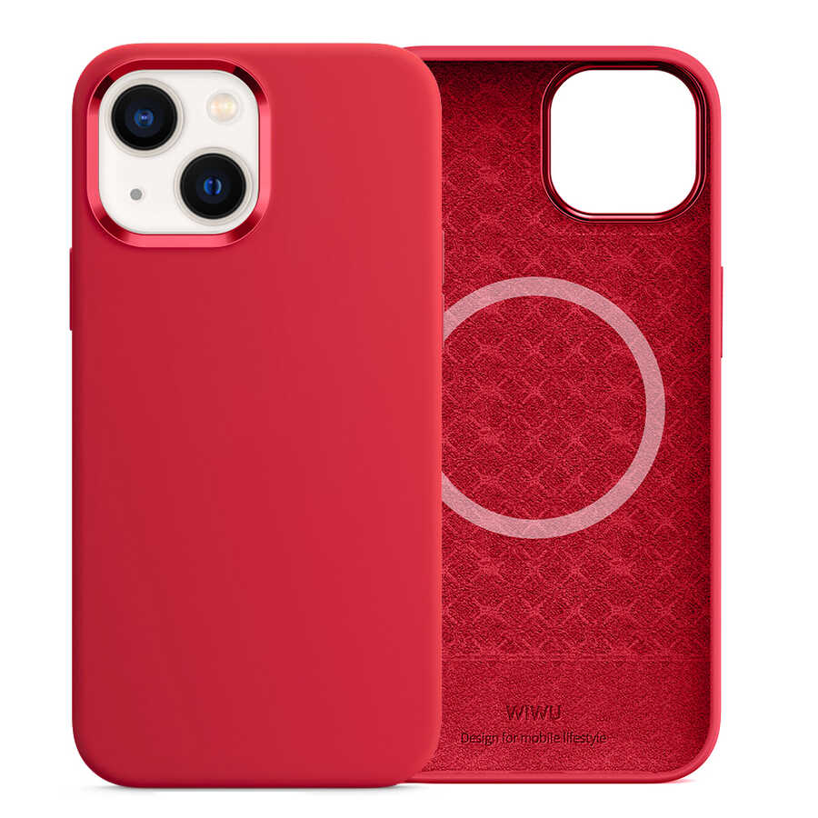 Apple iPhone 13 Case Wiwu M-safe Magnetic Silicone Cover Red 
