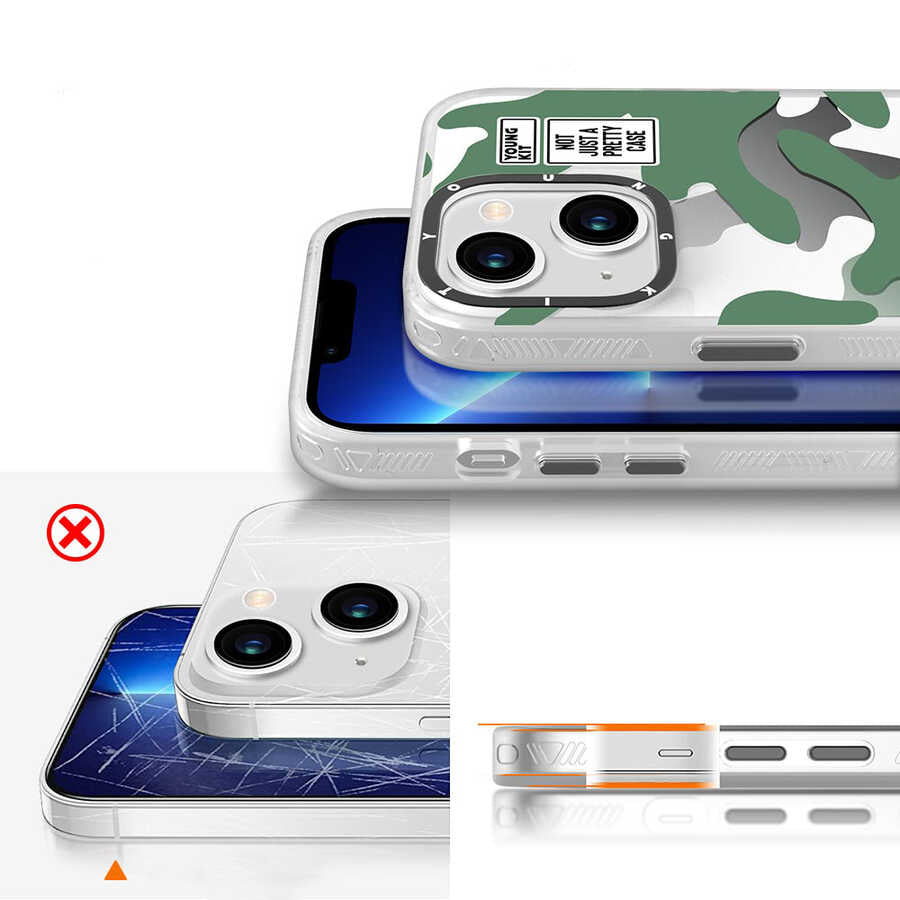 Apple iPhone 13 Case YoungKit Camouflage Series Cover Green 