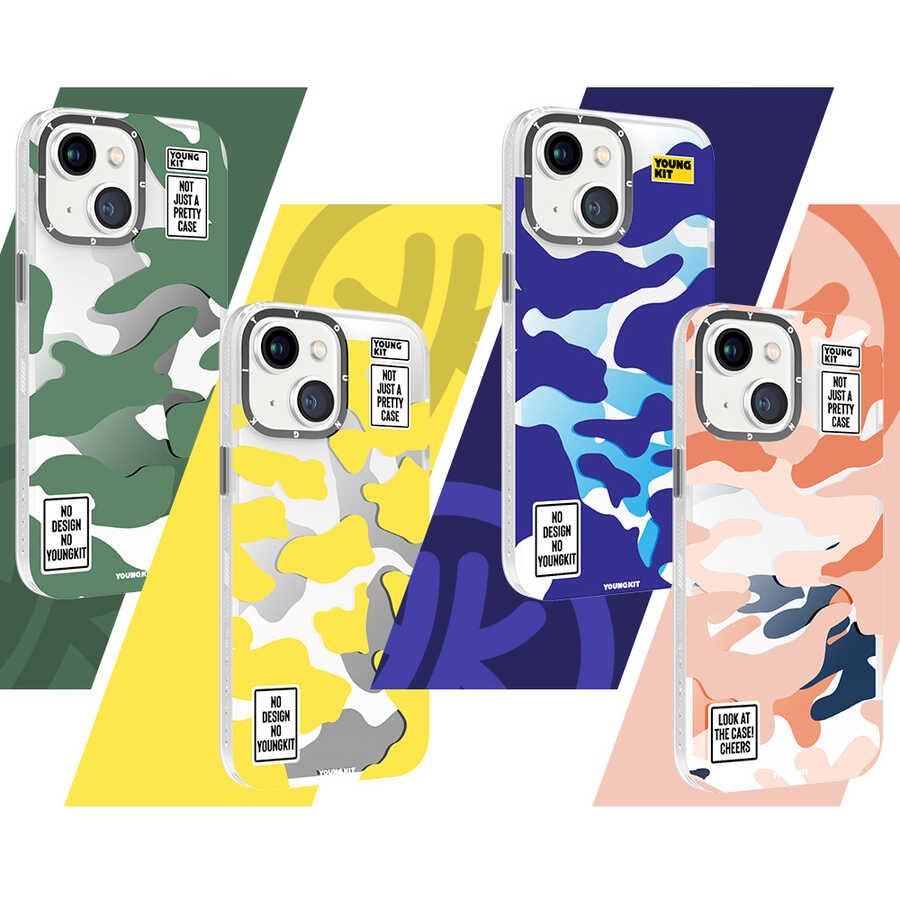 Apple iPhone 13 Case YoungKit Camouflage Series Cover Blue 