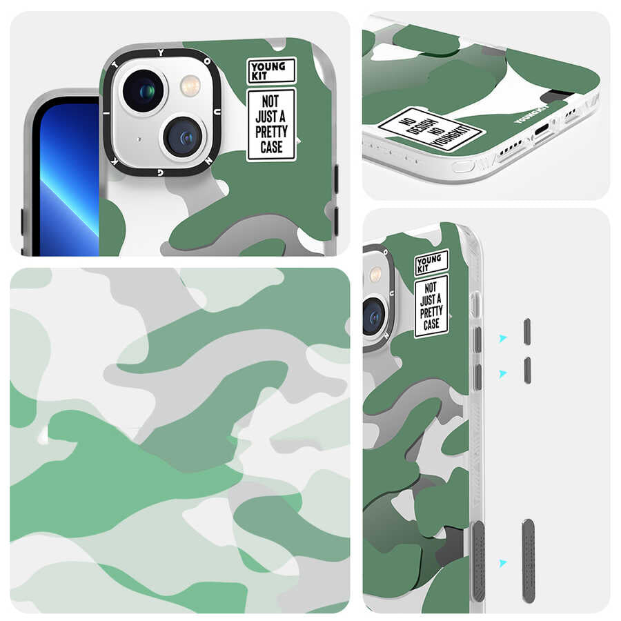 Apple iPhone 13 Case YoungKit Camouflage Series Cover Blue 