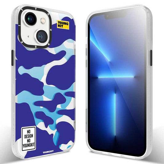 Apple iPhone 13 Case YoungKit Camouflage Series Cover Blue 