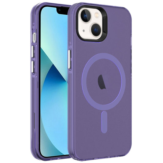 Apple iPhone 13 Kılıf Zore M-safe Şarj Özellikli Buzlu Transparan C-Pro Sert Kapak