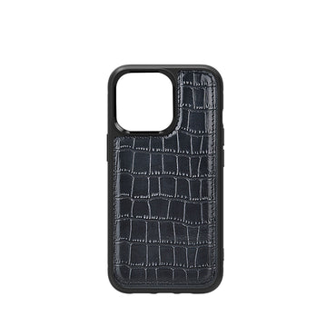 Apple iPhone 13 Mini Case Wiwu Croco Pattern Calfskin Original Leather Cover Black 