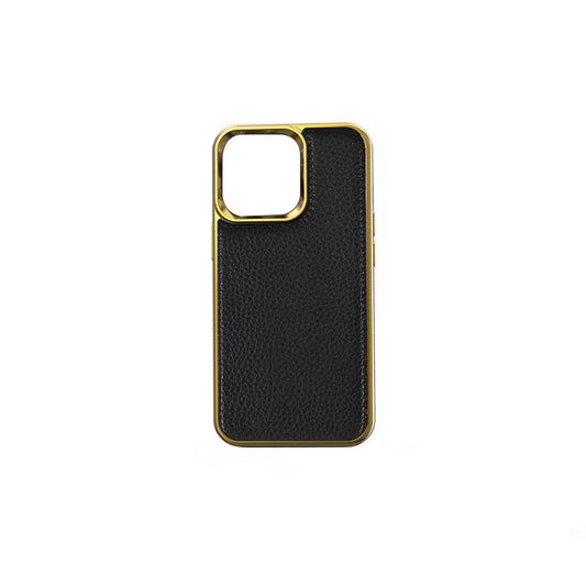Apple iPhone 13 Mini Case Wiwu Genuine Leather Gold Calfskin Original Leather Cover Black 