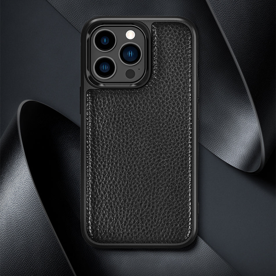 Apple iPhone 13 Mini Case Wiwu Genuine Leather Plastic Calfskin Original Leather Cover Black 